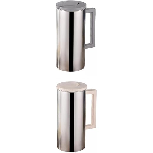 HEAVENGLOW 2pcs 1.6L Cold Water Kettle Metal Water Bottle for Restaurant Gray Beige