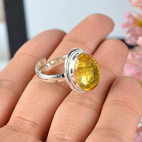 Image of Reiki Crystal Products Certified Natural Original AAA Citrine Ring Genuine Adjustable Gemstone Ring for Unisex