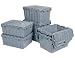 Attached Lid Tote Bin - 6 ea. - 21"L x 15"W x 9"H, (8-1/2 gal.)