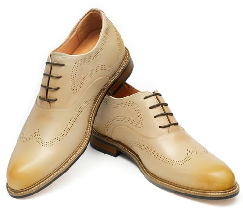 Santimon Men’s Genuine Leather Oxford Shoes - Lightweight Formal Dress Derby Shoes for Weddings, Business, Prom & Tuxedo - Modern Fashion & Comfortable Design4