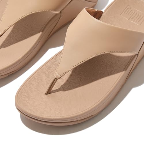 Image of FitFlop Womens Lulu Toe Post Leather Classic Beige Sandals 9 US