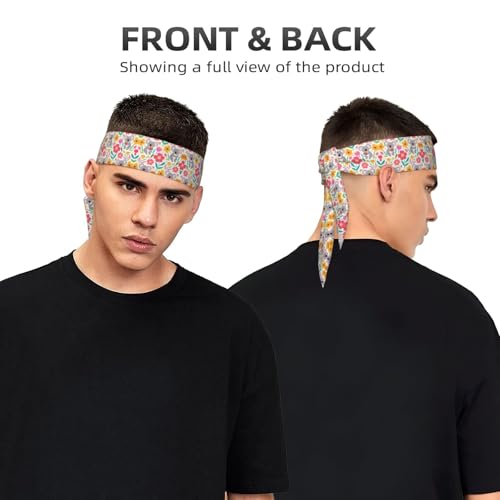 Boys Girls Cool Sports Sweat Band Head Decor for Running Athletic Spa, Long Multipurpose Cute Koala And Flowers Art Head Ribbon Headdress3