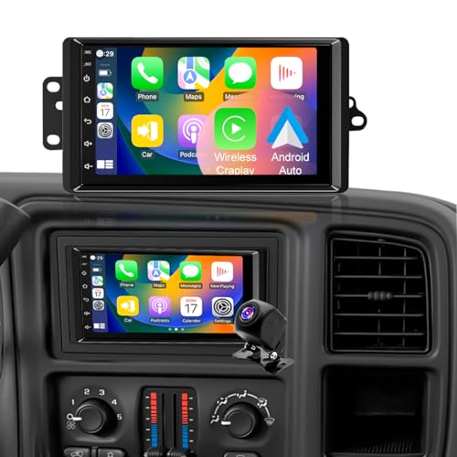 Car Radio for Chevy Silverado 1500/2500/3500 2003 2004 2005 2006 Tahoe 2003-2006 GMC Sierra 1500/2500/3500 2003-2006 Yukon 2004-2006 7 Touch Screen Stereo Wireless CarPlay WiFi GPS FM