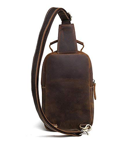Hebetag Leather Sling Bag Crossbody Backpack For Men Women Outdoor Travel Hiking Camping Shoulder Backpack Chest Day Pack Backpacks Vintage Daypack Hand Bag Handbag #TOP2