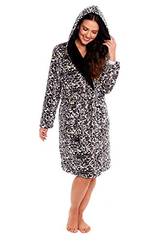 Habigail Peignoir de luxe en polaire scintillante pour femme, léopard, M Cover