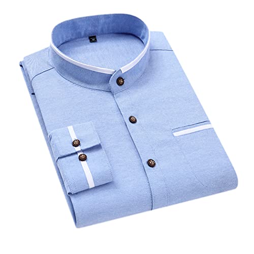 Chemise homme manches longues anti-froissement en Oxford épais bleu ciel XL