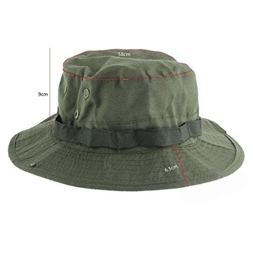 uu19ee Sombrero de Cubo de ala Ancha Pesca Acampar sombrilla ejército Verde Que viaja Senderismo Cap Bonnie con Correas Ajustables para Hombre Deportes Tocado