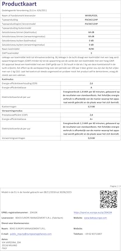 Whirlpool PACW212HP Condizionatore Portatile Con Pompa Di Calore, 12000 Btu, Gas R290, Bianco - 14