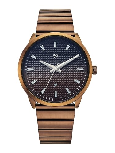Image of Fastrack Vyb Arcane with Quartz Analog Black+Coffee Dial Coffee Brown Stainless Steel Strap Watch for Men - FV30047QM01W