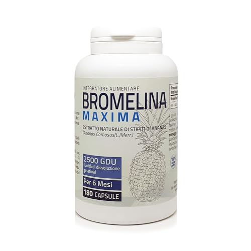 Acinum Bromelina Potente Drenante Naturale - Cellulite, Microcircolo e Depurazione – Migliora la funzione Digestiva - Estratto del Gambo di Ananas 180 cps da 530 mg