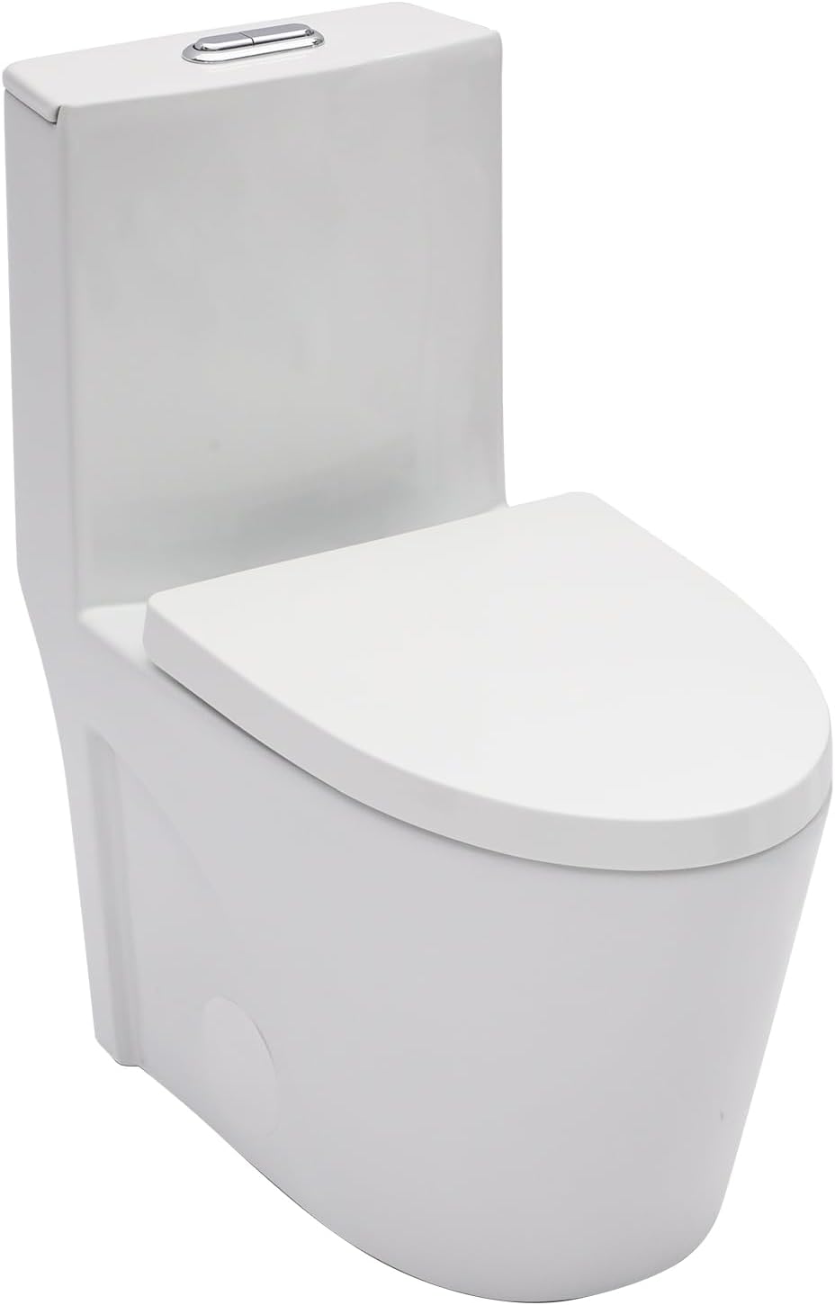 Modern Low Profile Compact One Piece Elongated Skirted Toilet with Short Depth, Top Dual Flush 0.8/1.28 GPF, Low Seat Height 15.4", Soft Close Seat, 10'' Rough-In, White for Bathrooms