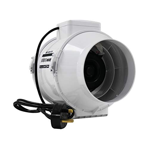 Image of VENTS 150mm Inline Mixed Flow Ventilation Fan – With UK Plug & Lead for Bathroom & Kitchen