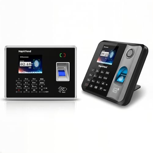 Attendance Machine - Biometric Fingerprint Clock in Clock Out Machine, H1＆H2 Time Clocks for Employees with Fingerprint, RFID, PIN, Staff Punch Time Clock Machine with 5 RFID Cards (0 Monthly Fees)