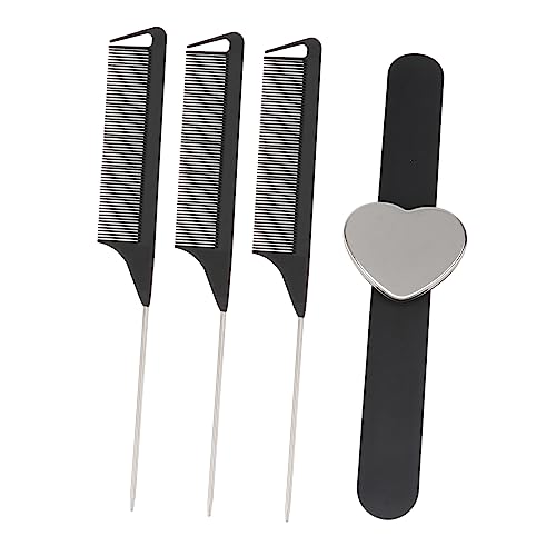 CANIGHT 1セット 理髪ツールセット hair clip hair pin wrist band 女性用髪箸 ほぐし櫛 サロンコーム ヘアクリップホルダー 美容師のブレスレット 腹筋 ピンク