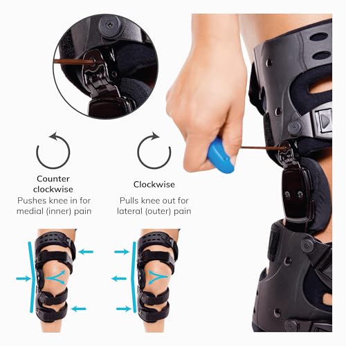 Image of BraceAbility Osteoarthritis Unloader Knee Brace - Best Unicompartmental OA Support for Bone on Bone Arthritis Pain, Medial or Lateral Compartment Valgus Unloading, Arthritic Cartilage Repair (Right)