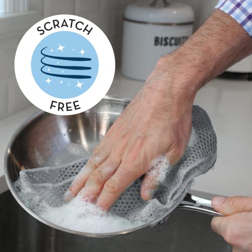 S&T Inc. Mesh Dish Scrubber, Kitchen Dish Cloths For Washing Dishes, Grey, 11.5 Inches X 11.5 Inches, 3 Pack #TOP2