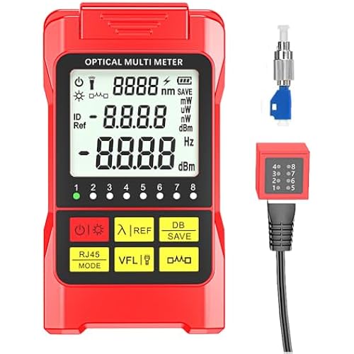 Fiber Optic Cable Tester Portable Optical Fiber Power Meter FC/SC/ST Universal Interface Integrated OPM, VFL, and RJ45 Functions (OPM-VFL-2)