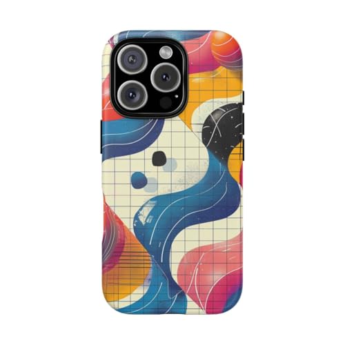 Coque iPhone 16 Pro motif géométrique abstrait multicolore texture mate