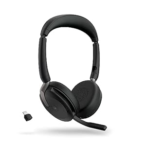 Jabra Evolve2 65 Flex Wireless Stereo Headset – Bluetooth, Noise-Cancelling ClearVoice Technology & Hybrid ANC – Certified for Microsoft Teams – Black