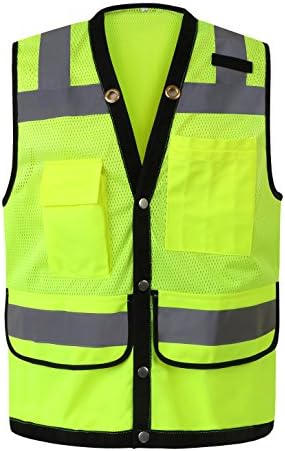 Uninova Safety Vest High Visibility - Class 2 Reflective Vest for Men & Women - ANSI/ISEA Standards (Large)