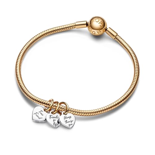 PANDORA Two-Tone Splittable Friendship Triple Dangle Charm - Compatible ME & Moments - Gift for Her - Jewelry for Women - Sterling Silver Shine - With Gift Box3