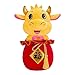 ABOOFAN Vache Figurine 2021 Zodiaque Chinois Nouvel an du Boeuf Vache en Peluche Vache en Peluche Poupée Jouet avec Fu Chanceux Sac en Peluche Mascotte Rouge Nouvel an Chinois Décoration