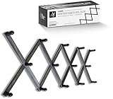 Mercurial Trade Expandable Wooden Coat Rack Hanger - Large Accordion Hanger with Expanding Pegs | Hand Made Rustic Wooden Hat Rack for Wall | Hang Coat, Jacket, Hat – 14 Hook, Distressed Black