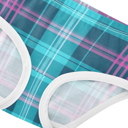 Turquoise and Purple Plaid All Seasons Girls' Panties Comfort Underwear for Toddler Girls in Sizes 2T,3T, 4T, 5T, 6Y and 8Y4