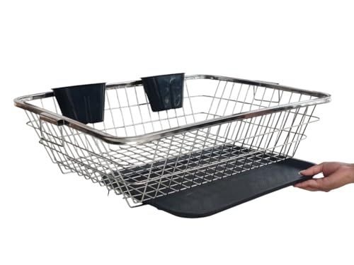 Image of BIRDWING 64 x 47 x 23 Dish Drainer Rack with Drip Tray Stainless Steel Utensil Drying Stand for Kitchen Plate Rack Bartan Basket Sink Counter Top Dish Drainer Rack