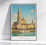 Antwerpenen-Reise-Druck ~ Belgien-Poster, gemalte Wandkunst 