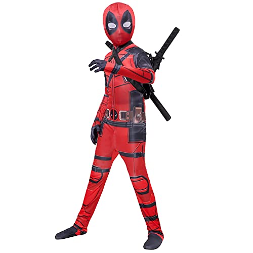 Amycute Disfraz de Deadpool Cosplay para Niños Adultos, Mono Traje de Deadpool y pull-over Máscara...