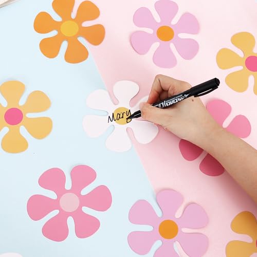 Image of Vuzvuv 48Pcs Boho mini Flower Paper Cutouts with 100Pcs Glue Points,Flower Cut Outs Bulletin Board Decorations for Birthday Party Theme Decor Supplies
