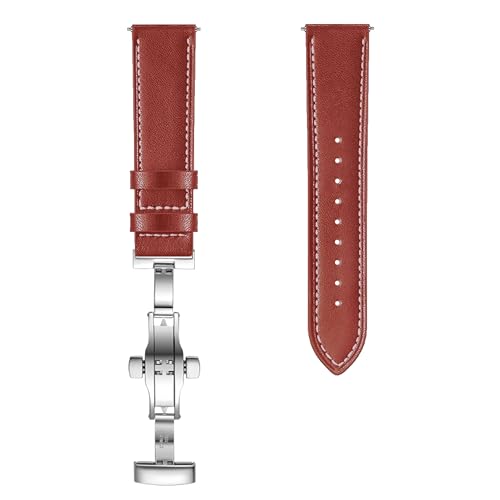 Image of ACM Watch Strap 20mm compatible with Compaq Q Watch Smartwatch | Luxury Leather Clasp Lock Belt Band