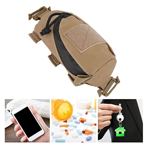 Naroote Rucksack-Gurttasche, Wasserdichtes Futter, Clip-on-Tasche, Netztasche für Medizinische Versorgung für Schlüsselanhänger (Khaki)