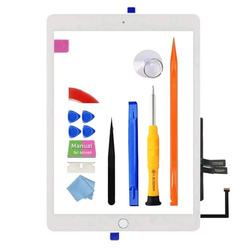 JPUNG Screen Replacement for iPad 6 (6th Gen 2018 Released) Digitizer 9.7 Only for iPad 6th Generation A1893 A1954 Touchscreen + Home Button(No TouchID) Full Repair Kit