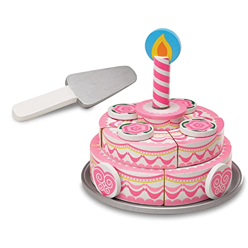 Melissa & Doug Triple-Layer Party Cake Wooden Play Food Set - Birthday Cake Pretend Food Play Set for Toddlers, Kids Ages 3+ - image 4