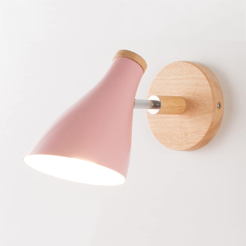 Mengjay Wall Lamp E27 Lamp Type Living Room Bedroom Plug Wall Lamp Macaron Adjustable Bedside Lamp (Pink)