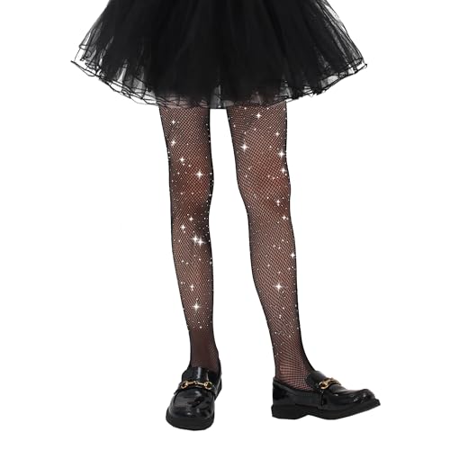 Girls Sparkle Fishnet Tights Glitter Tights for Kids Toddler Rhinestone Stockings Halloween Star Pantyhose3