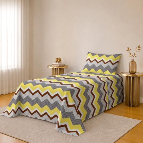 Image of IVAZA Turkish Cotton 280 TC Super Soft Warm Bedsheet Set for Single Size Bed, Durable bedsheet with 1 Pillow Cover Yellow Wine
