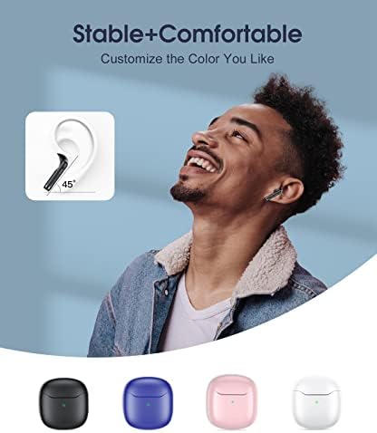 coioc Wireless Headphones, CVC8.0 Bluetooth Headphones, Wireless Earbuds Bluetooth 5.3, Ultra-light, 30H with Mini Charging Case, USB-C Fast Charge, Comfort Fit, Deep Bass, IPX7 Waterproof(Black).