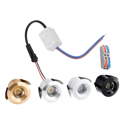 eufeifeiegds ���ߍ��ݎ�LED�L���r�l�b�g���C�g 1W 12-24V 30mm �d���t�� �L�b�`���L���r�l�b�g���C�g �o�X���[��(Warm White 3000K,White Shell)