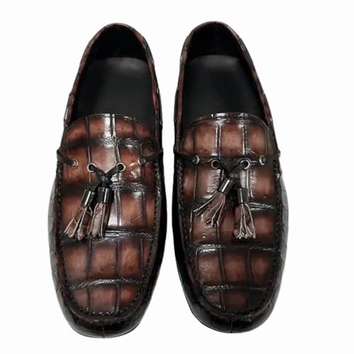 Authentic Crocodile Skin Gradual Color Men's Casual Soft Moccasins Shoes Genuine Real Alligator Leather Male Chic Slip-on Flats