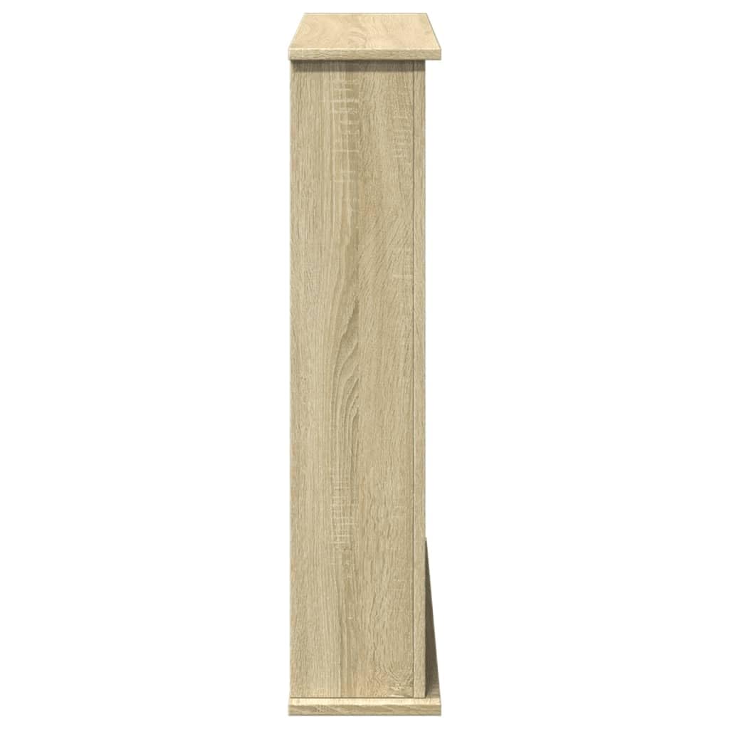 Gecheer Cornice per Camino, Design Moderno con Ripiano Funzionale 75x20x87,5 cm in Truciolato Rovere Sonoma, Cornice per Fiamma LED da Soggiorno