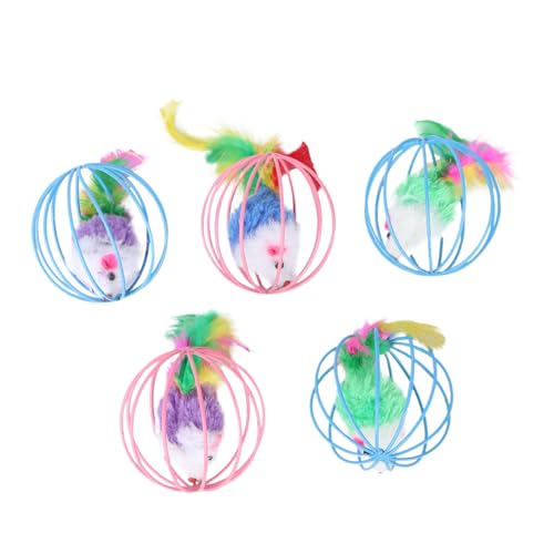 HOUDERCO 5Pcs Plush Mouse for Cats Fun Interactive Plaything Durable Plush Design Stimulates Instincts for Indoor Play and Strengthening Bond with Pets