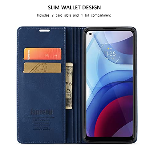 japezop for Moto G Power 2021 Wallet Case with [RFID Blocking] Card Holder Kickstand Magnetic,Leather Flip Case for Moto G Power 2021 6.6 inch-Blue