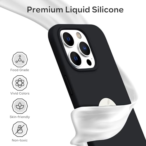 Image of Elzzi Microfiber Logo Cut Cover Compatible for iPhone 16 Pro Max Case Liquid Silicone Cases Full Body 4 Layer Protective Covers Shockproof Back Cover with High Raised Camera Lips (6.9 inch, Black)