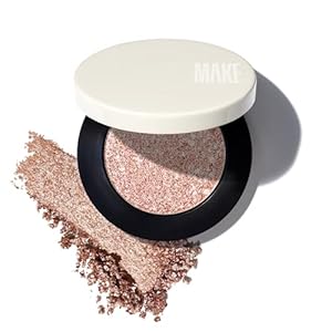 MAKE Beauty Multi-Chromatic Eye Shadow. Metal Reflecting Luminous Foil Finish Creamy, Buildable, Dimensional Long-wear, Crease-proof Powder Eyeshadow, Multichrome Shade – Glaze, Light Champagne