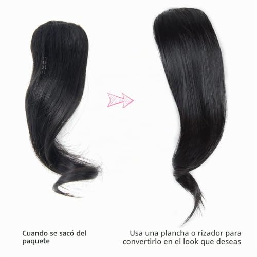 Flequillo de pelo humano real negro natural con caída lateral ondulada de alta gama 3