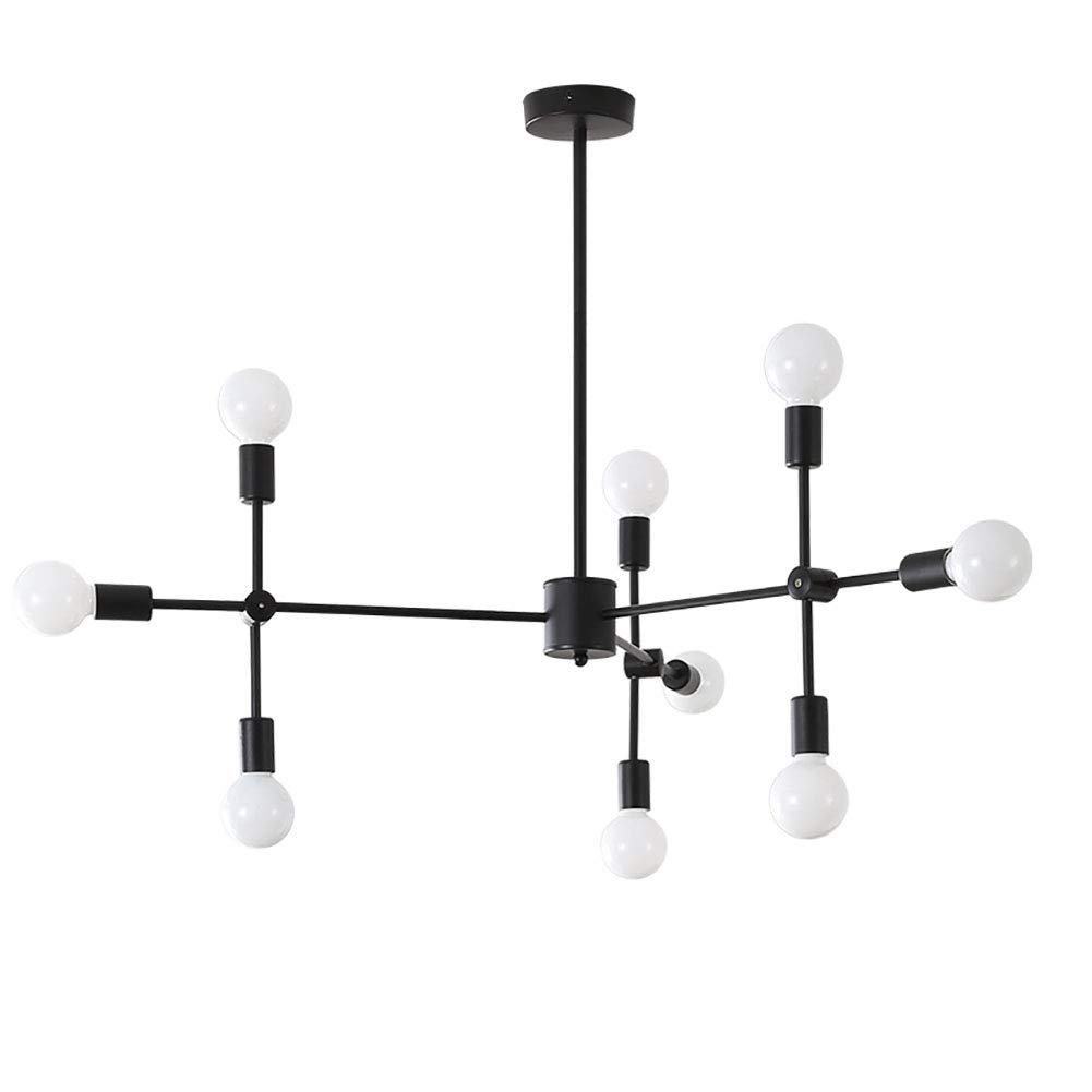 Vintage 9-lumières Industrielle Spoutnik Lustre Moderne Noir Métal Chromé Pendant Light pour Salon Vintage Ferme Luminaire-Noir 9 têtes
