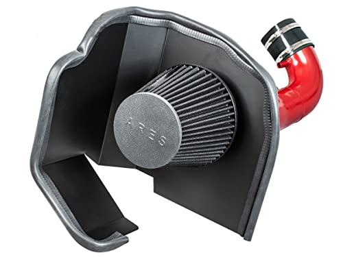 Ares Motorsports Red Heat Shield Cold Air Intake + Filter 14-19 Compatible With Silverado Sierra 1500 V8